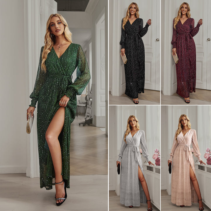 Damen Wickelkleid mit schwingendem Saum und seitlichem Schlitz Drune