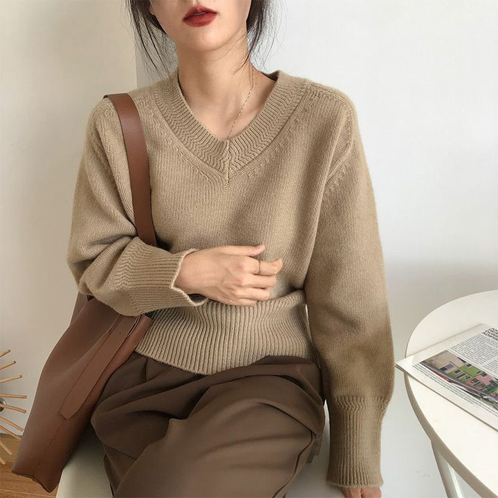 Drune | Minimalismus V-ausschnitt Pullover Pullover