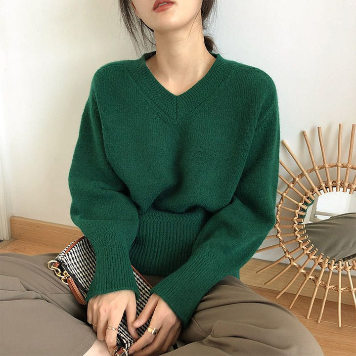 Drune | Minimalismus V-ausschnitt Pullover Pullover