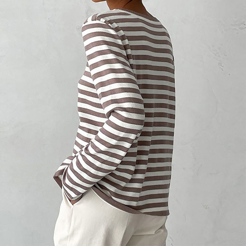 Drune | Elegantes Gestreiftes T-Shirt Leichter Stoff