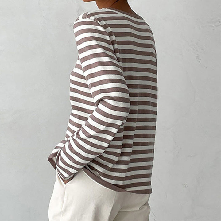 Drune | Elegantes Gestreiftes T-Shirt Leichter Stoff