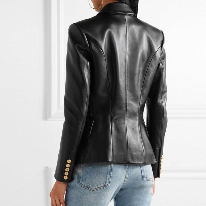 Drune | Damen Kurze Schafsleder Motorradjacke