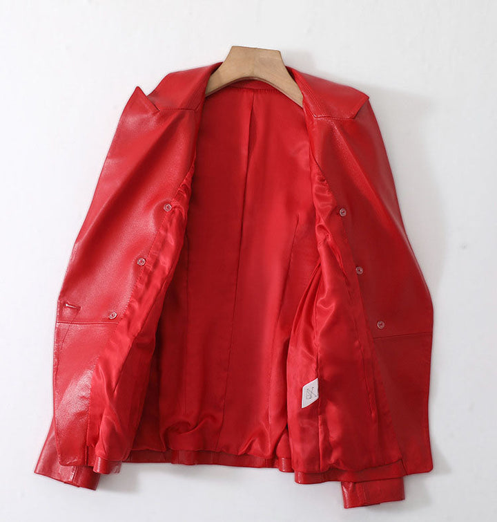 Drune | Damen Kurze Schafsleder Motorradjacke