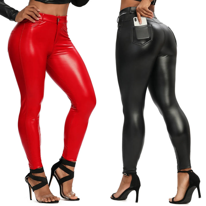 Drune | Leder Leggings Fitness Hosen Ohne Bauch