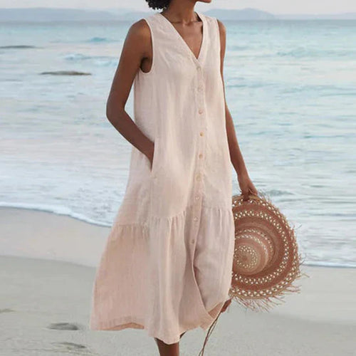 Drune | Sanftes Pink Leinenkleid