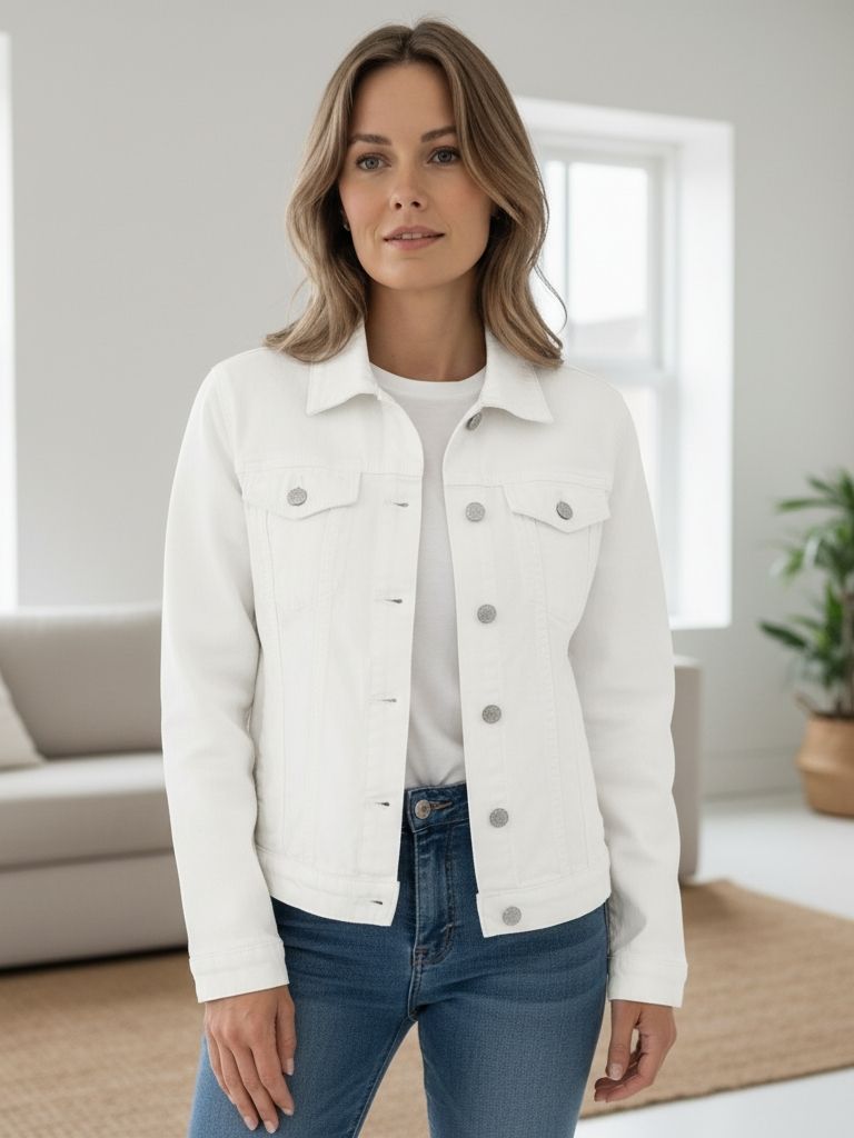 Drune | Damenjeansjacke Aus Strapazierfähigem Material mit Knöpfen und Schicken Taschen
