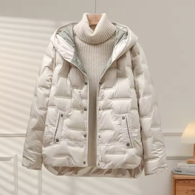 Drune | Damen Isolierte Daunenjacke mit Kapuze und Reißverschluss