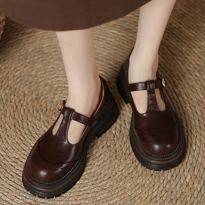Mary Jane Schuhe - Retro klobige T-Bar Schuhe für Damen Drune