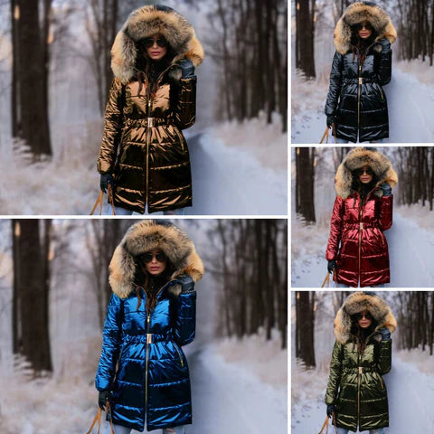 Drune | Warme, Glänzende Jacke mit Kapuze