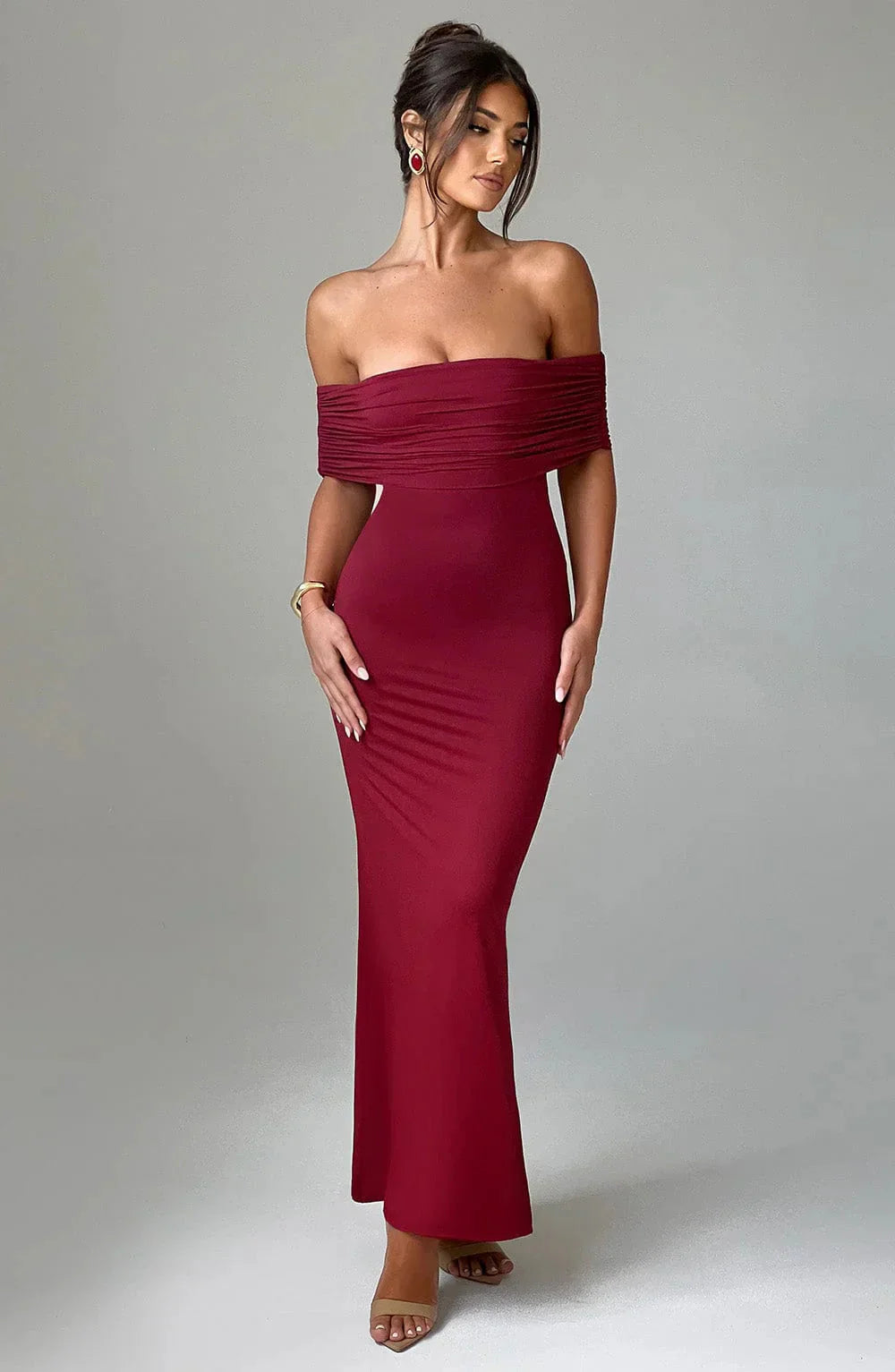 Drune | Kleid Offene Rückseite Bodycon Off Shoulder Kleid Elegantes Kleid