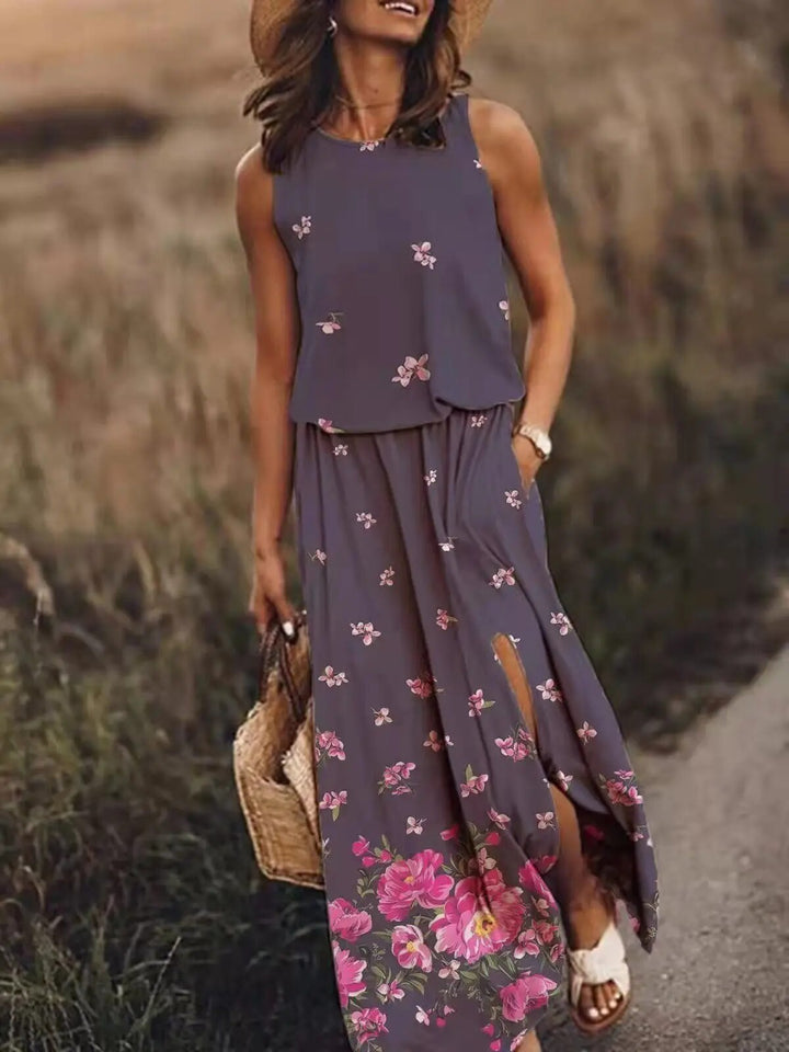 Drune | Sonnenkleid Floral Schlitz Drune | Kleid Sommerkleid