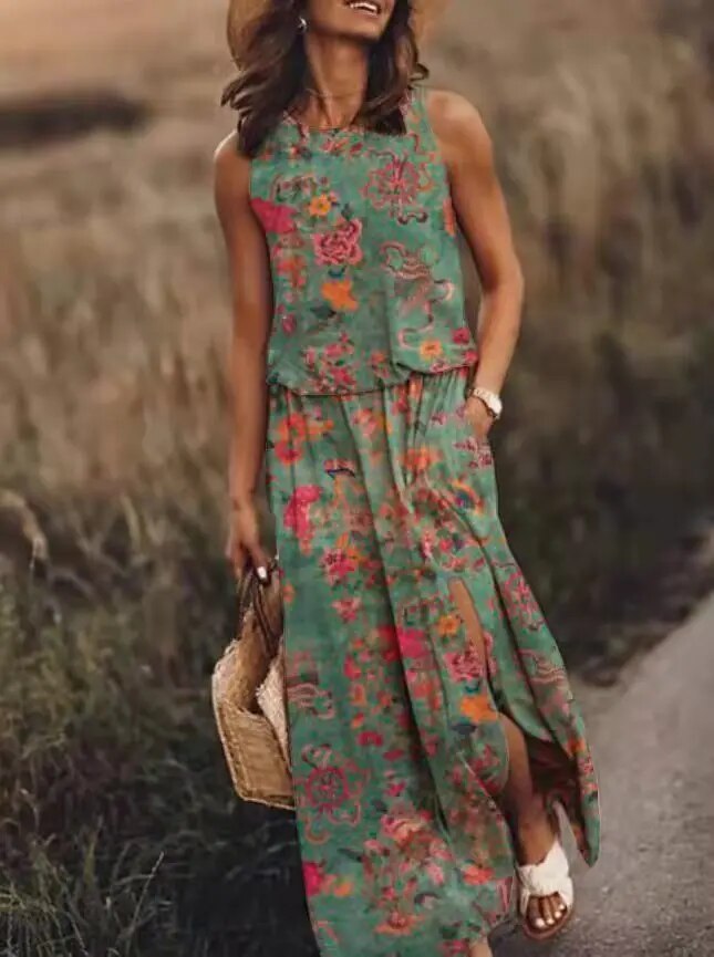 Drune | Sonnenkleid Floral Schlitz Drune | Kleid Sommerkleid