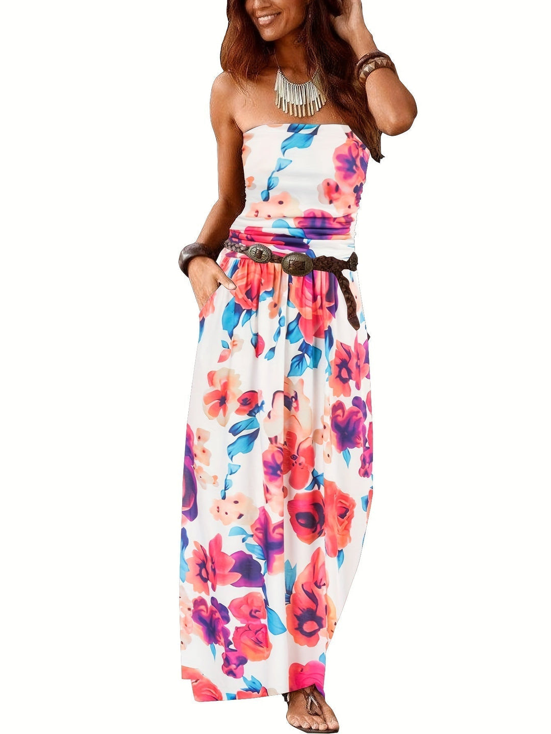 Drune | Kleid Boho Sommer Bustier Kleid Röhrenkleid