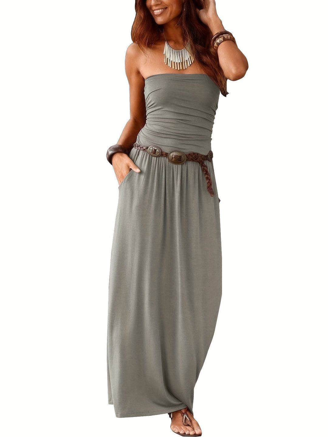 Drune | Kleid Boho Sommer Bustier Kleid Röhrenkleid