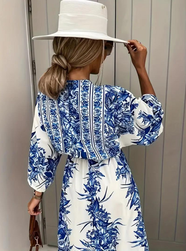Drune | Halbarm V-Ausschnitt Sommerkleid Langes Kleid