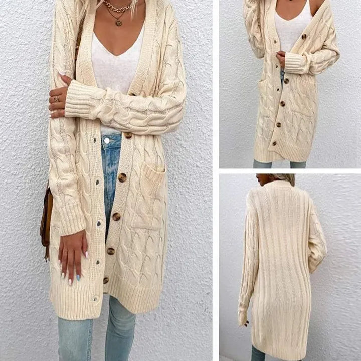 Drune | Langes Wickel-Cardigan, gedreht, gestrickt und stilvoll