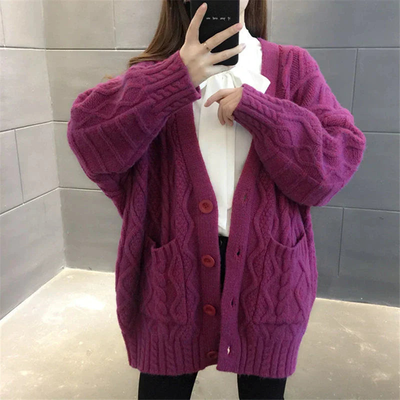 Drune | gestrickte Jacke Lang, dick und warm