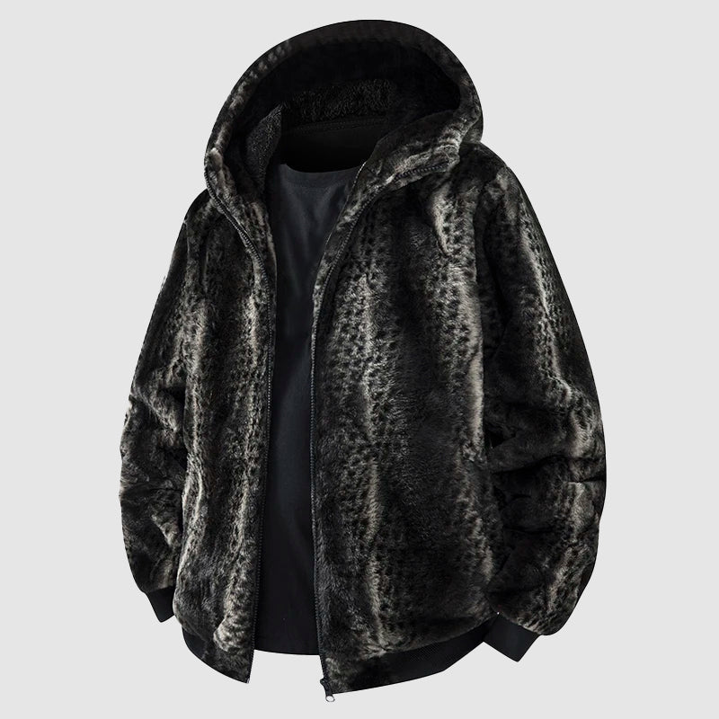 Drune | Kunstfell Kapuzenjacke mit Reißverschluss vorne