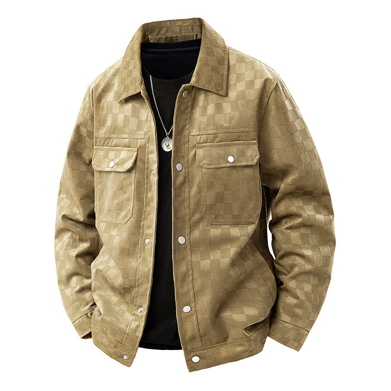 Drune | Faux-Suede-Jacke mit kariertem Muster