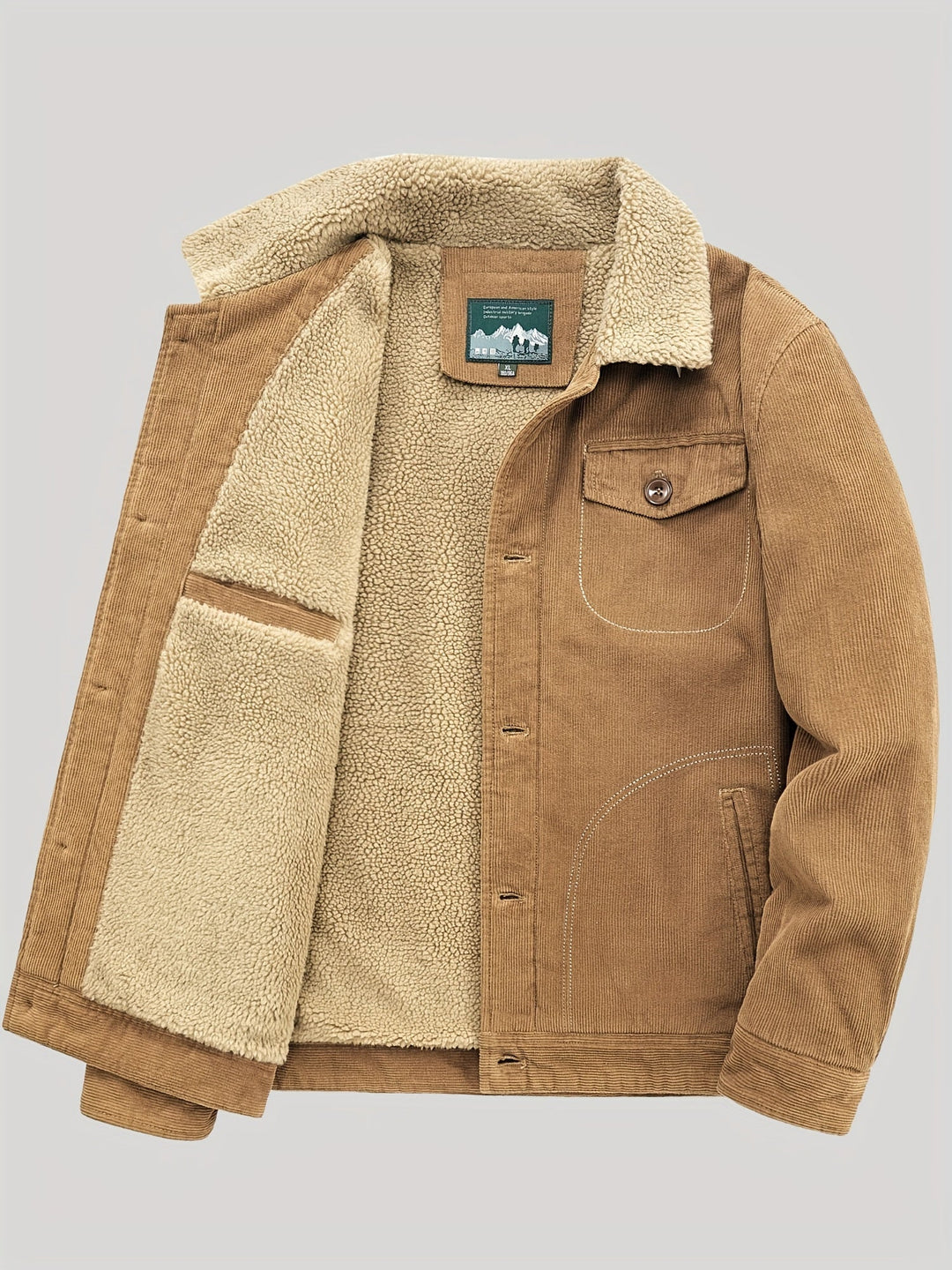 Drune | Fleecejacke für Männer, Druckknopfverschluss, winddicht - Winter
