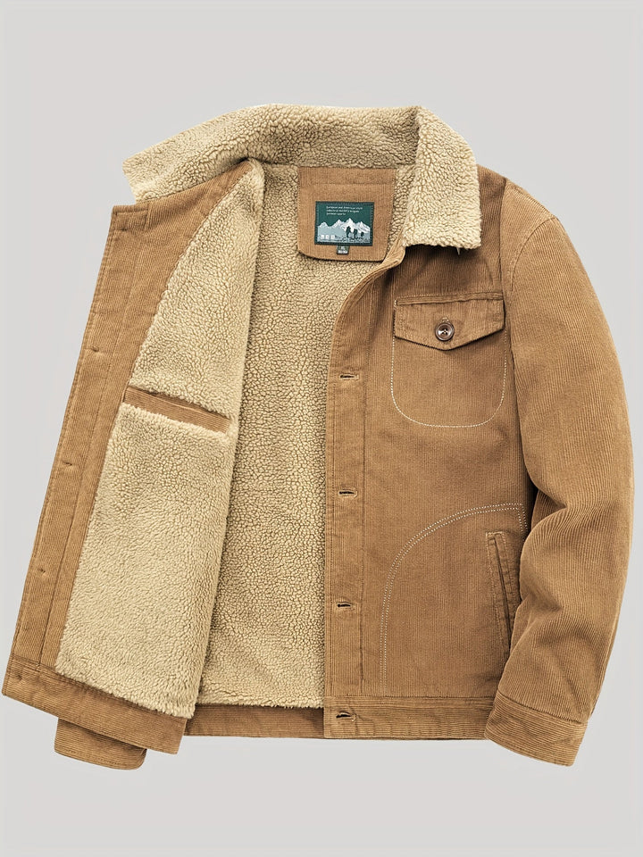 Drune | Fleecejacke für Männer, Druckknopfverschluss, winddicht - Winter