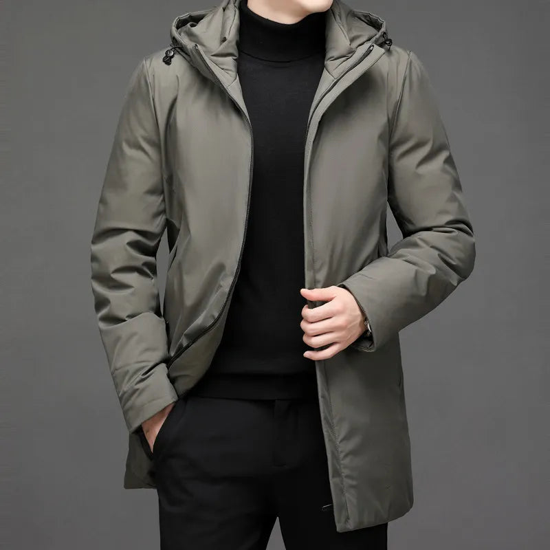 Drune | Klassische Herren Winter Pufferjacke mit Reißverschluss und Kapuze