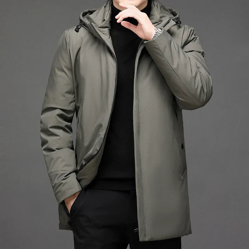 Drune | Klassische Herren Winter Pufferjacke mit Reißverschluss und Kapuze