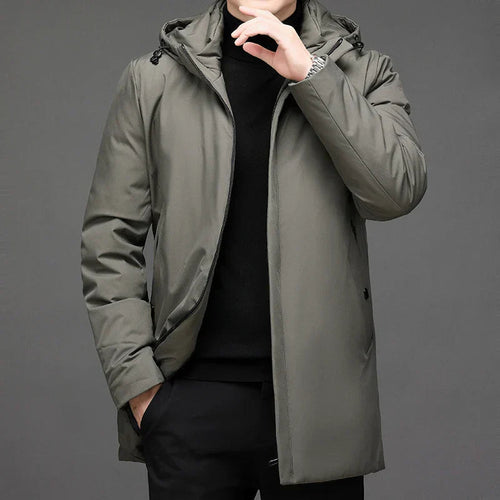Drune | Klassische Herren Winter Pufferjacke mit Reißverschluss und Kapuze