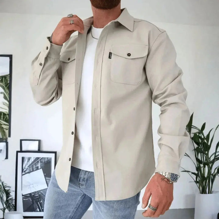 Drune | Strukturierte Knopf-Down Freizeit-Overshirt
