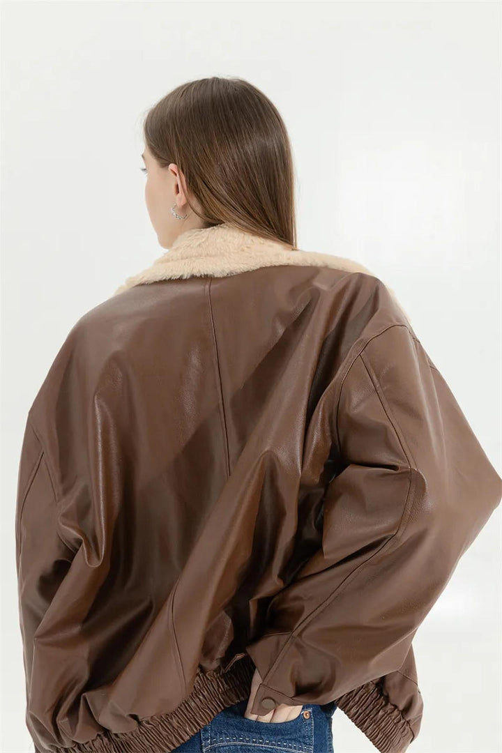Drune | Herren Isolierte Leder Wintermantel mit Taschen