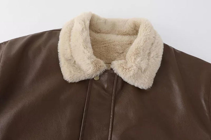 Drune | Herren Isolierte Leder Wintermantel mit Taschen