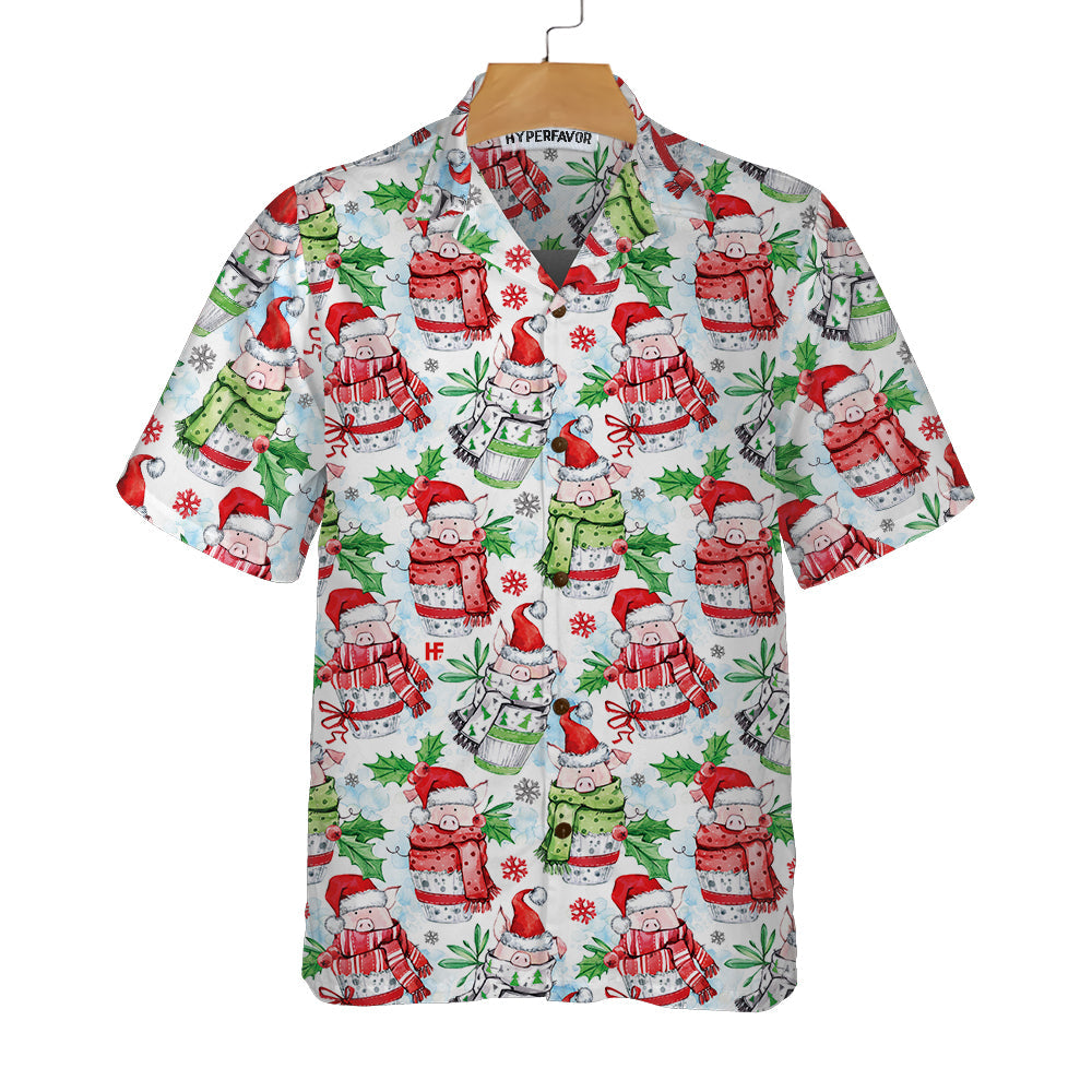 Drune | Frohe Weihnachten Lustige Schweine Hawaii-Hemd, Lustiges Weihnachtshemd, Einzigartiges Geschenk Für Weihnachten