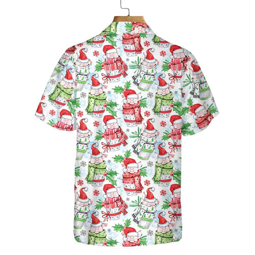 Drune | Frohe Weihnachten Lustige Schweine Hawaii-Hemd, Lustiges Weihnachtshemd, Einzigartiges Geschenk Für Weihnachten