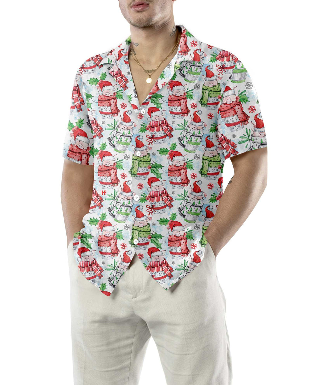 Drune | Frohe Weihnachten Lustige Schweine Hawaii-Hemd, Lustiges Weihnachtshemd, Einzigartiges Geschenk Für Weihnachten