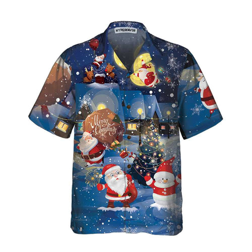 Drune | Frohe Weihnachten Santa & Geschenke Hawaiian Shirt, Lustiges Santa Claus Shirt, Bestes Geschenk für Weihnachten
