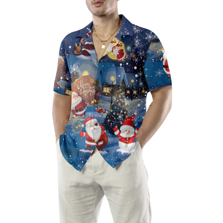 Drune | Frohe Weihnachten Santa & Geschenke Hawaiian Shirt, Lustiges Santa Claus Shirt, Bestes Geschenk für Weihnachten