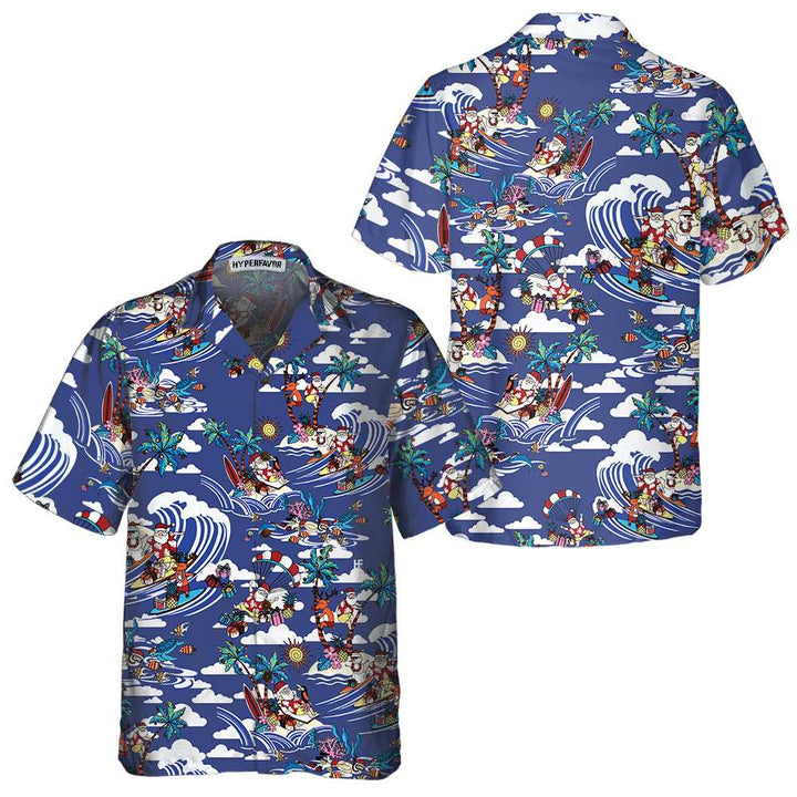 Drune | Frohe Weihnachten Tropenmuster Hawaiian Shirt, Einzigartiges Weihnachtshemd, Beste Weihnachtsgeschenkidee