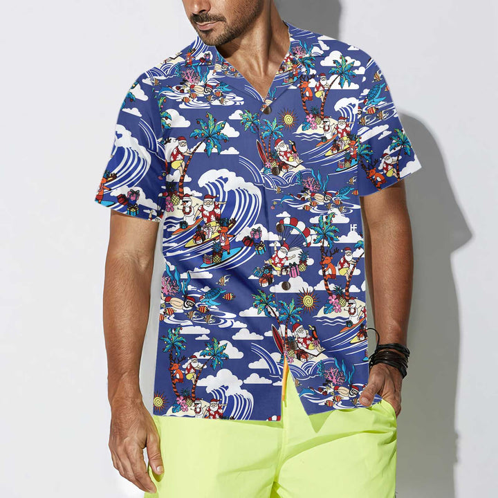 Drune | Frohe Weihnachten Tropenmuster Hawaiian Shirt, Einzigartiges Weihnachtshemd, Beste Weihnachtsgeschenkidee