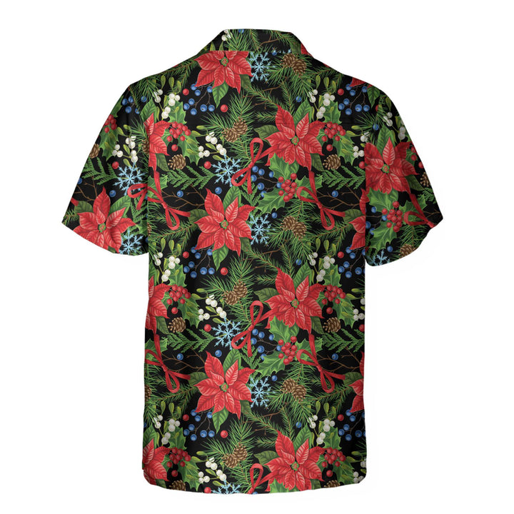 Drune | Frohe Weihnachten Winter Pflanzen Hawaiian Shirt, Florales Weihnachts Hawaiian Shirt