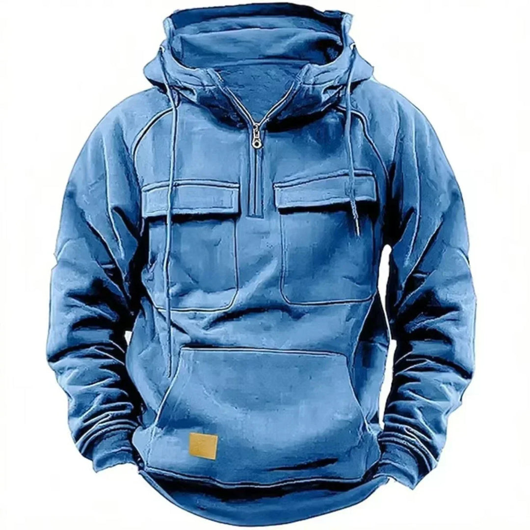 Drune | Hoodie - Bequemer & warmer Pullover mit Kapuze, Reißverschluss und praktischen Taschen