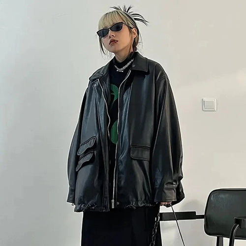 Drune | Elegante Oversize-Lederjacke für Damen