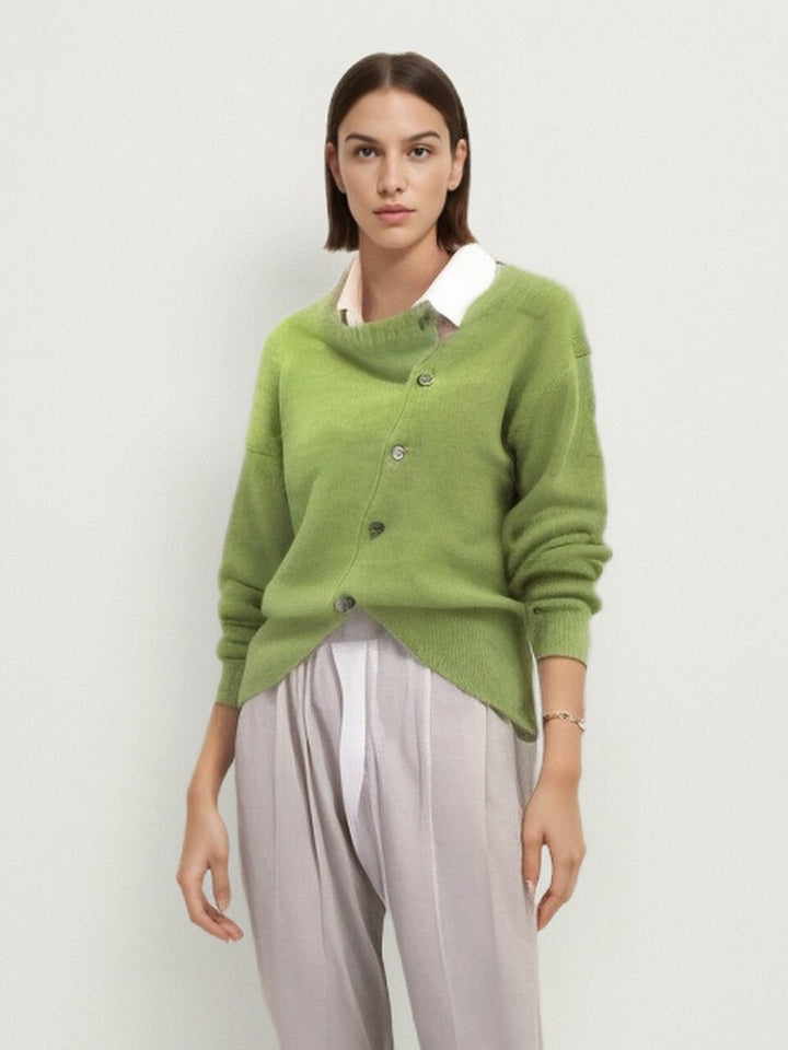 Drune | Strickjacke - Wollmischung - Asymmetrischer Verschluss - Lockere Passform - Elegant und Bequem
