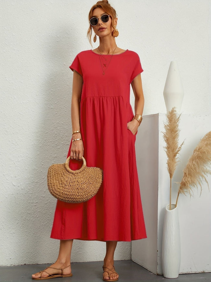 Drune | Rundhalsausschnitt Kleid Elegantes Design für Damen
