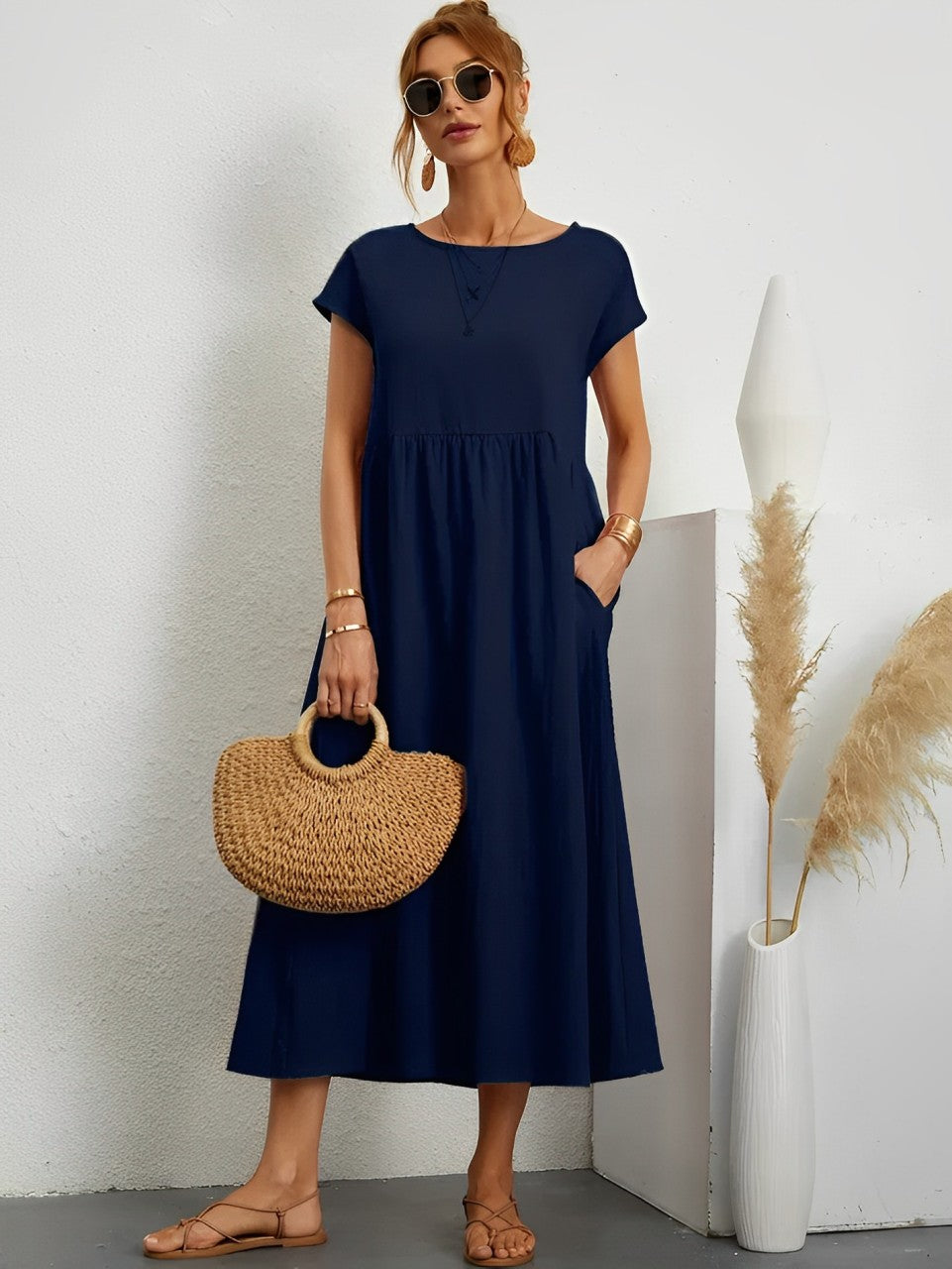 Drune | Atemberaubendes Baumwoll-Sommerkleid mit Bequemem Schnitt für Warmes Wetter