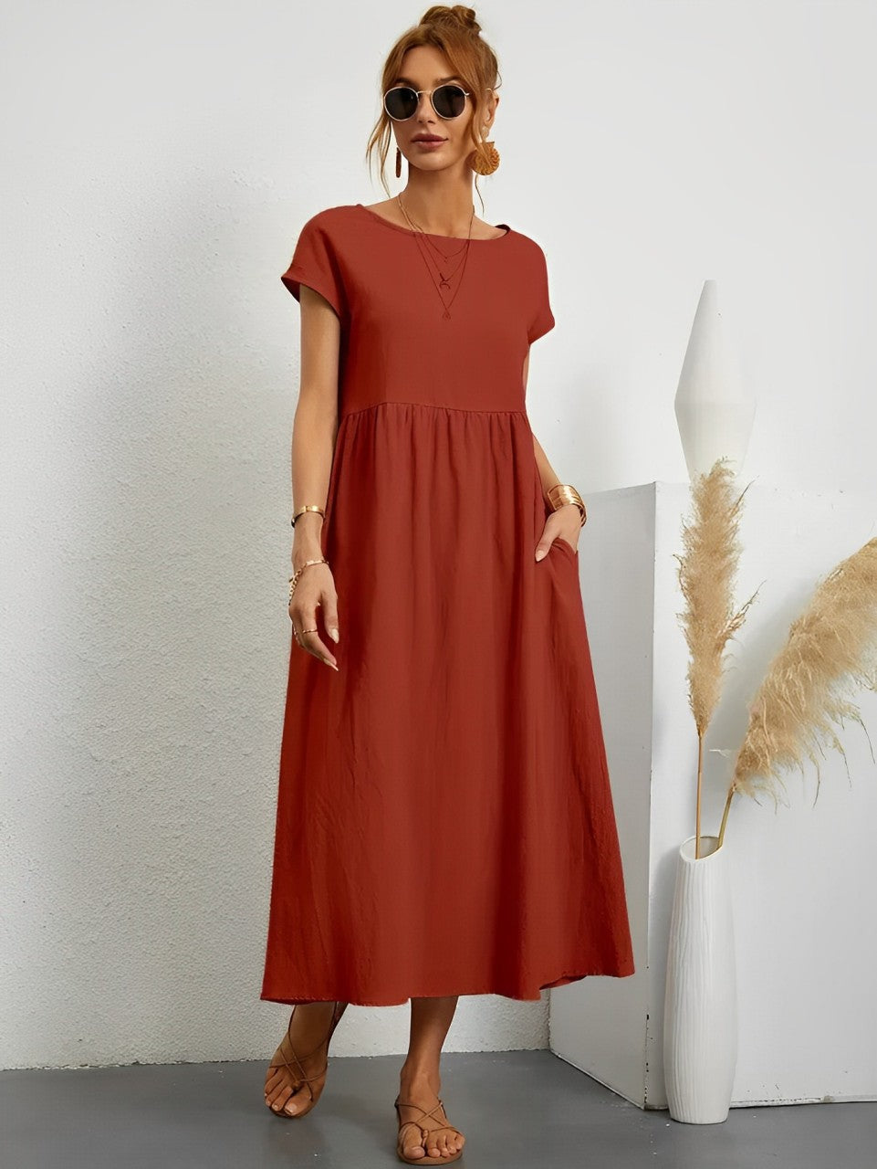 Drune | Atemberaubendes Baumwoll-Sommerkleid mit Bequemem Schnitt für Warmes Wetter