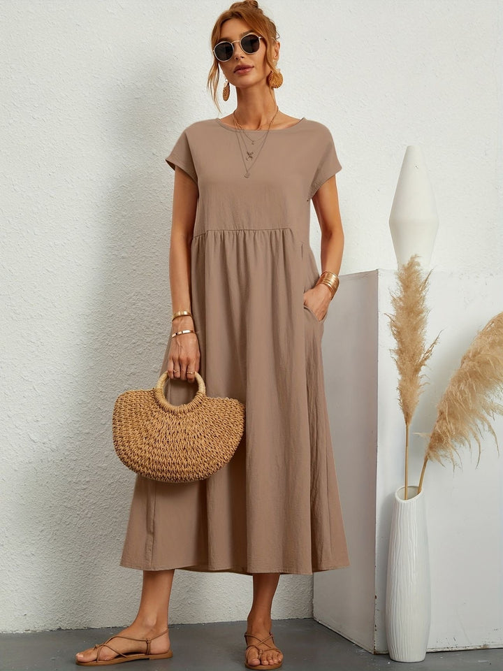 Drune | Rundhalsausschnitt Kleid Elegantes Design für Damen