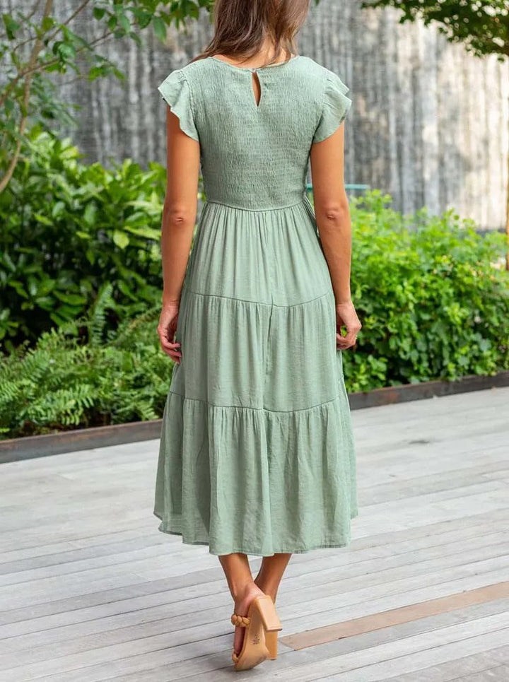 Drune | gerafft mit Schmetterlingsärmeln A Linie Sommerkleid