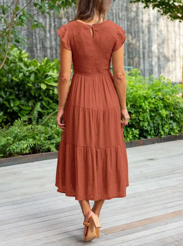 Drune | gerafft mit Schmetterlingsärmeln A Linie Sommerkleid