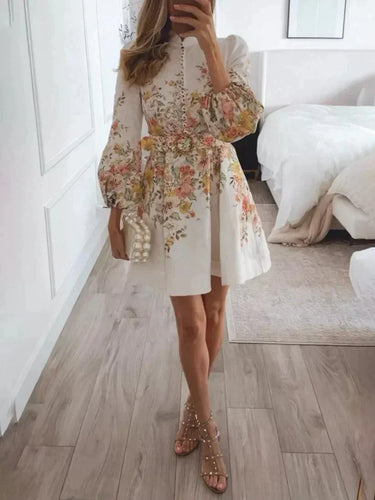 Drune | Lange Ärmel Knopfleiste Kleid mit Puffärmeln Sommerkleid