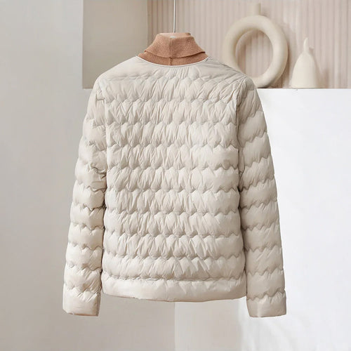 Drune | Gepolsterte Regular Fit Daunenjacke - Kragenlose Knopfleiste Jacke
